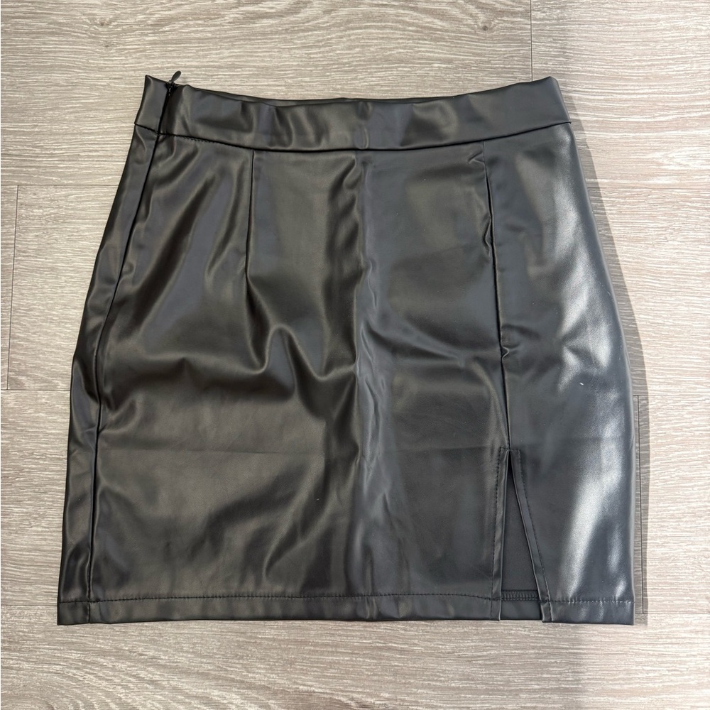 Black Pleather Mini Skirt